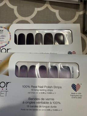 Color Street Purple Glitter Ombre & Black Nail Polish Strips
